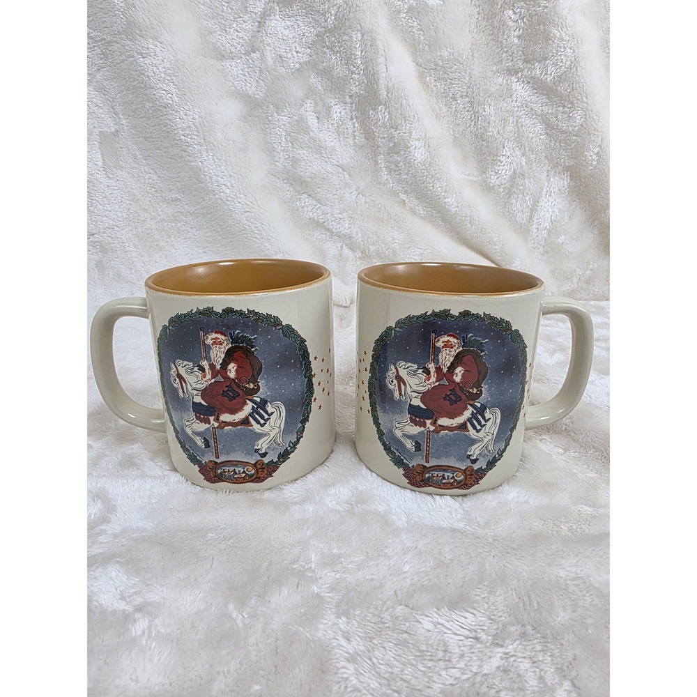 Willets Designs Christmas‎ Mugs Santa Carousel Vintage 1986 Set of 2